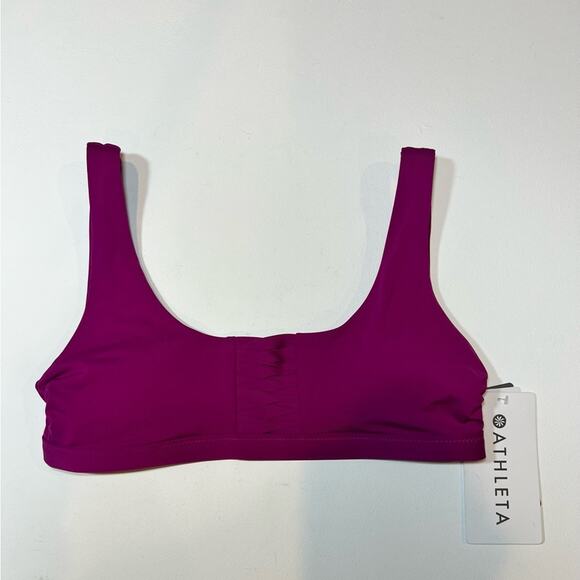 NWT Athleta Adriata Bikini Top Swim Twist Braid Ruche Fuchsia Magenta XXS - Picture 5 of 14